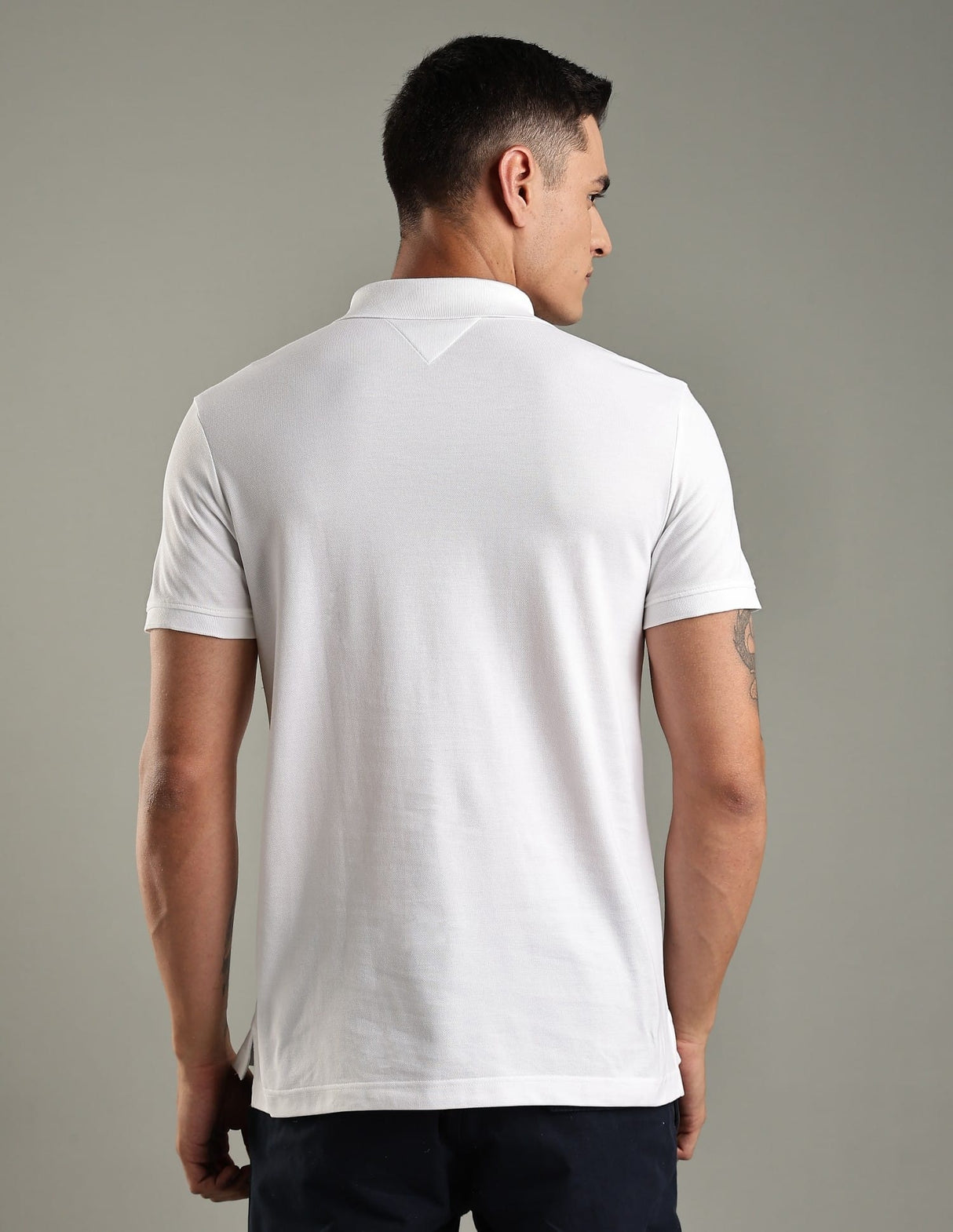 Tommy Hilfiger Men’s Striped Logo Piqué Polo Shirt, White