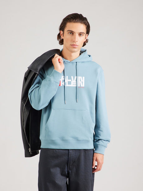 Calvin Klein Hoodie Men Logo Printed _ Turquoise