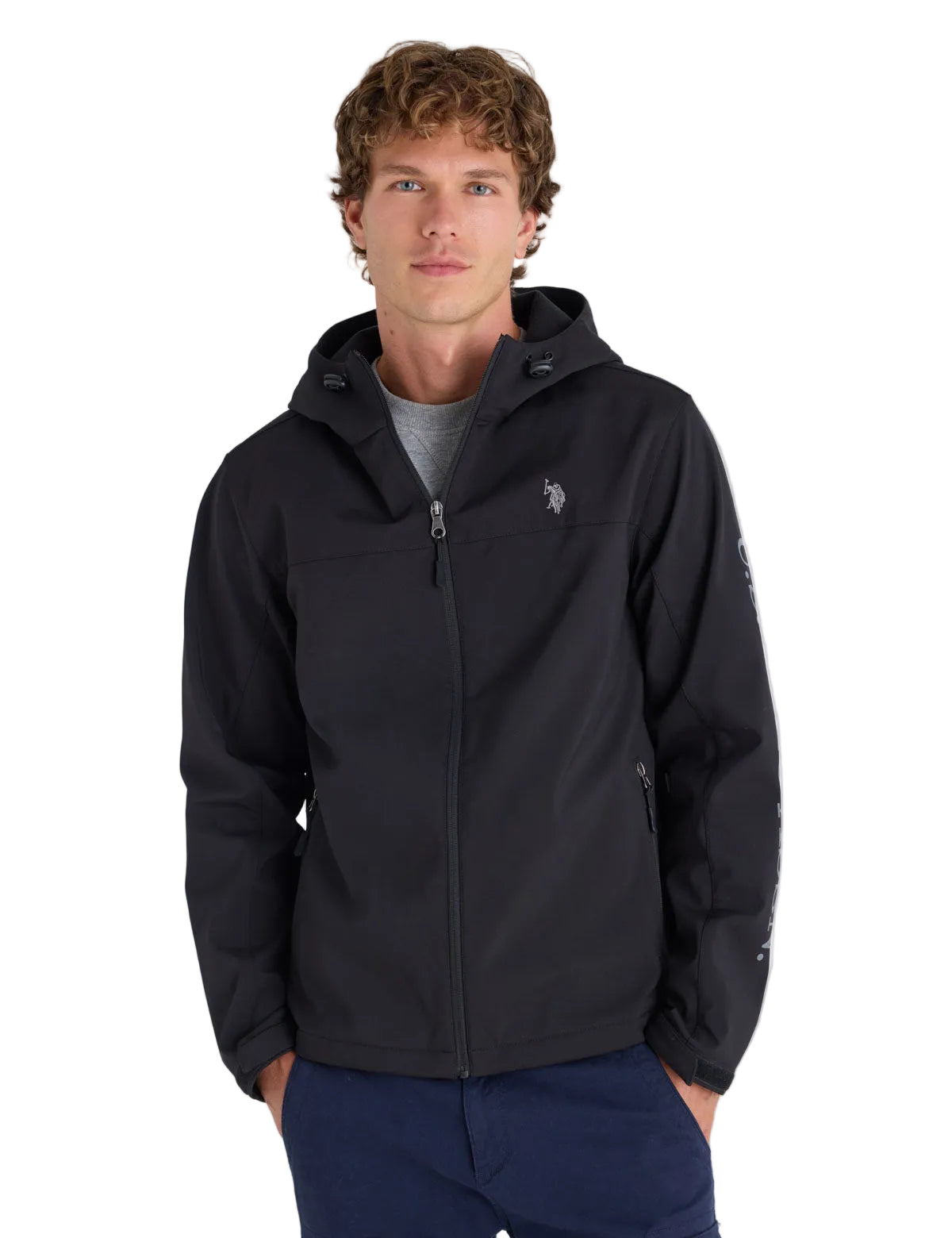 U.S. Polo Assn  Stylish youth polar fleece Men jacket _ Black