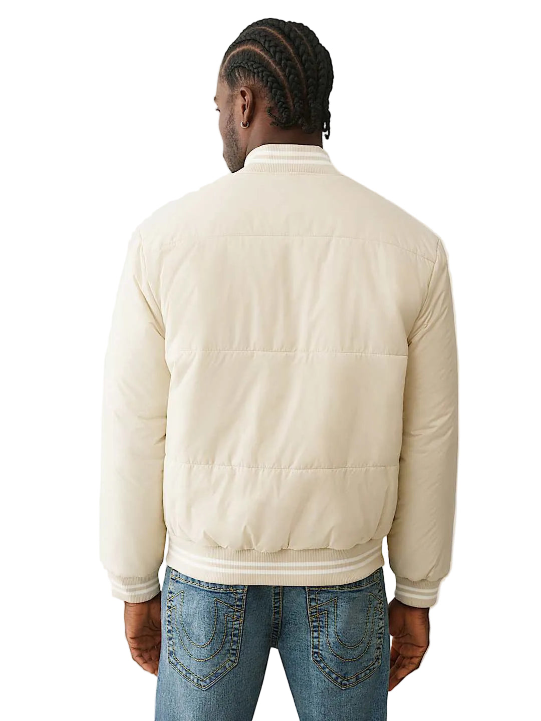 True Religion two-tone zip puffer Men jacket _ Beige