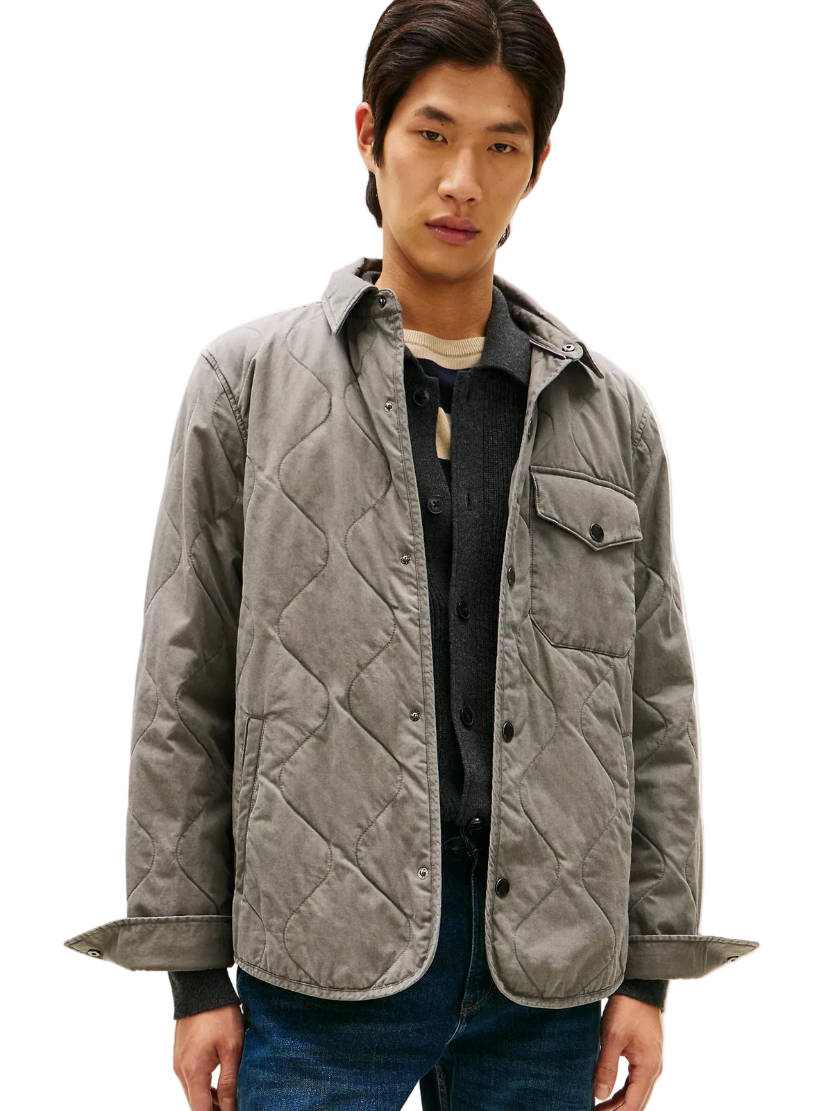 TOMMY HHLFIGER Garment-Dyed Lightweight Quilted Men jacket _ Grey