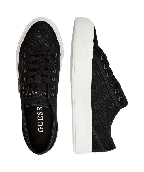 Guess Women’s Black Monogram Lace-Up Sneakers