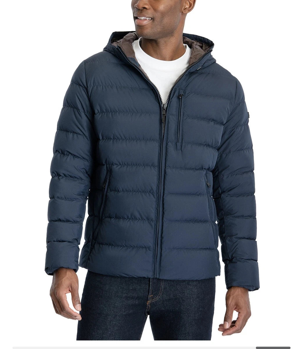 Michael Kors Men’s Hooded Puffer Jacket – Navy Blue | Winter Outerwear