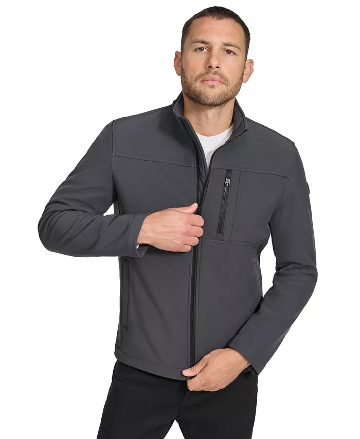 Calvin Klein Men  Infinite Stretch Soft Shell Lightweight Water-Repellent  Jacket – Dark Grey