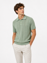 MNG Ribbed cotton-linen blend polo