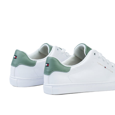 Tommy Hilfiger Women’s Classic Court Sneaker – White & Mint Green