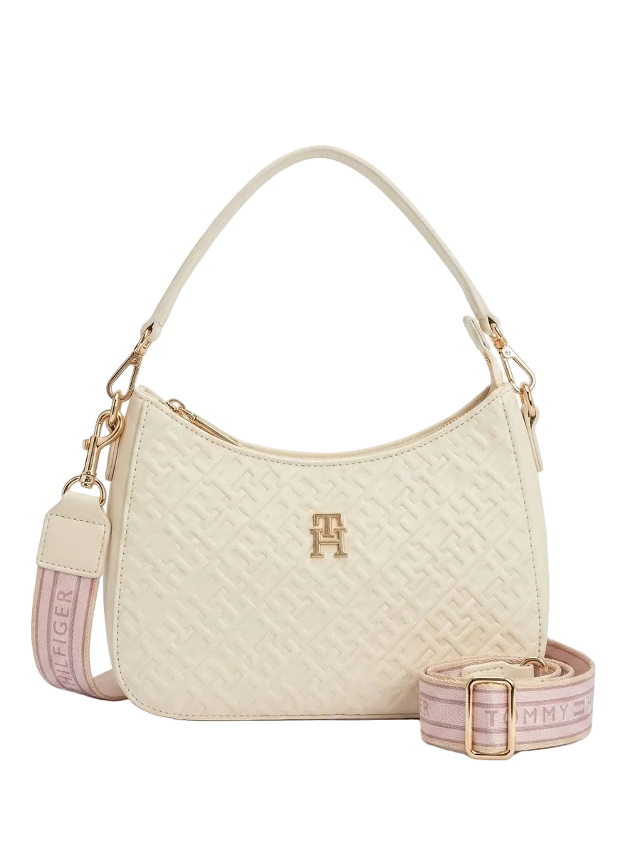 TOMMY HILFIGER monogram embossed shoulder Women bag