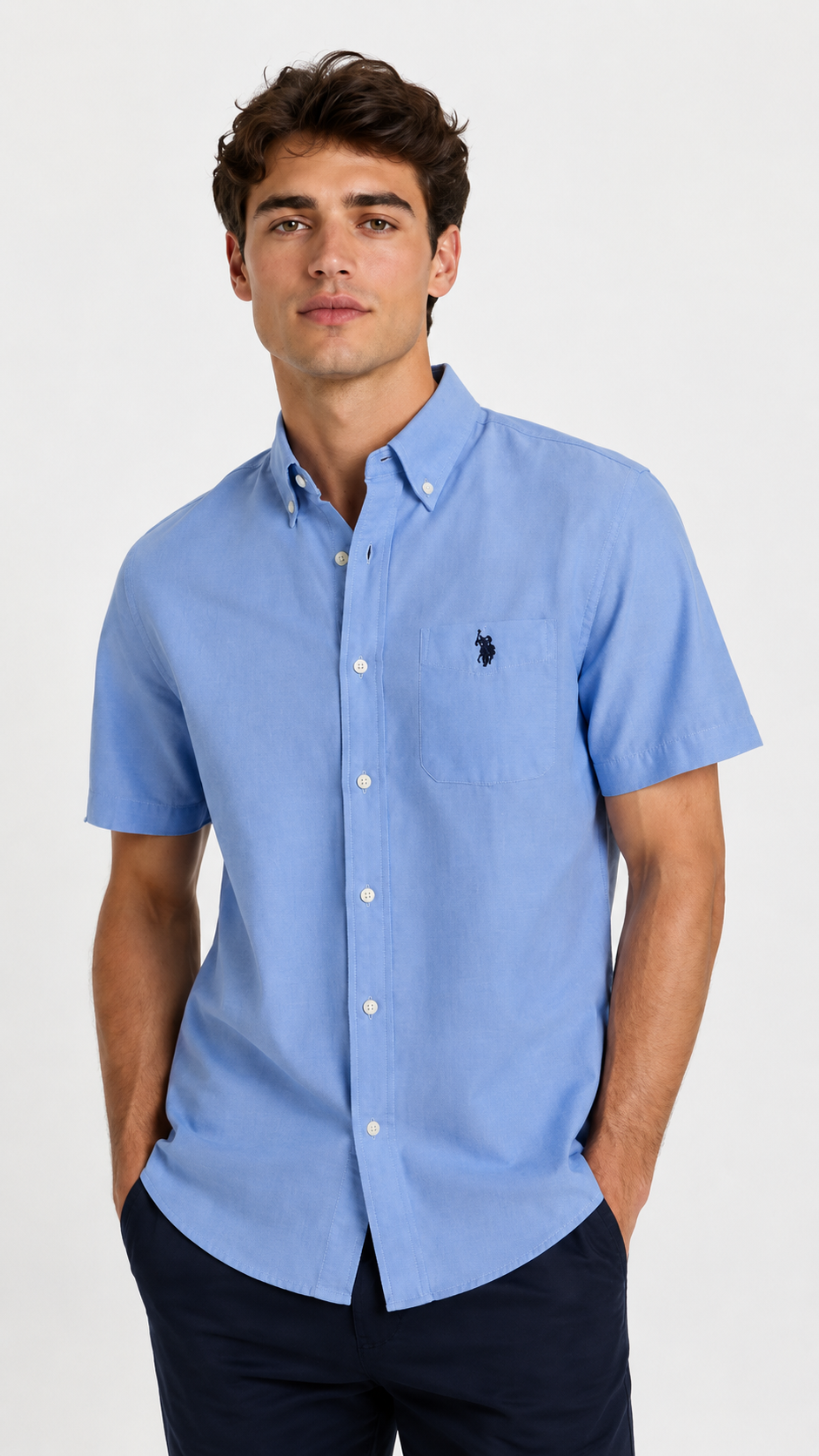 u.s polo short-sleeve stretch oxford shirt