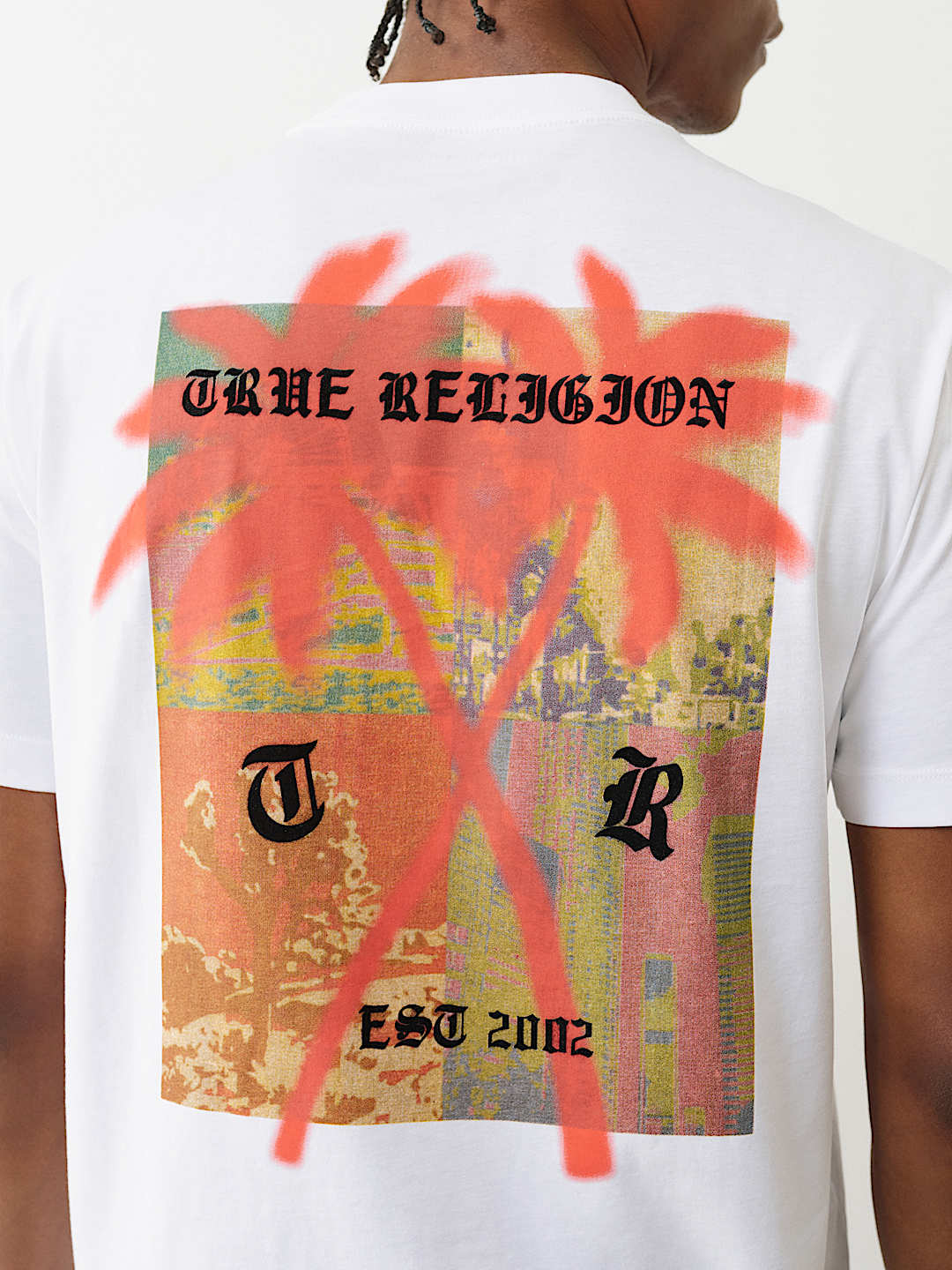 Short Sleeve T-Shirt True flocked palm tree true Religion  regular fit _ White