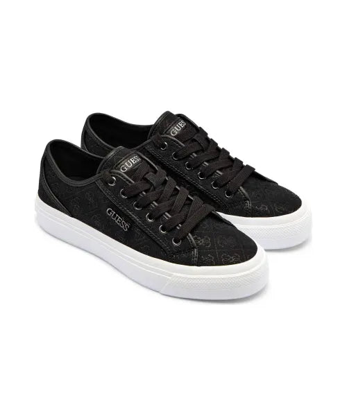 Guess Women’s Black Monogram Lace-Up Sneakers