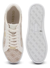 Guess Women’s Beige Monogram Lace-Up Sneakers