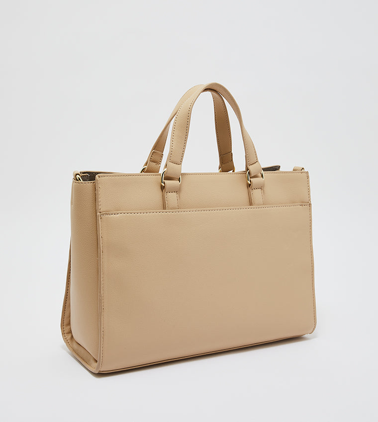 Tommy Hilfiger Structured Satchel for Women – Nude Beige