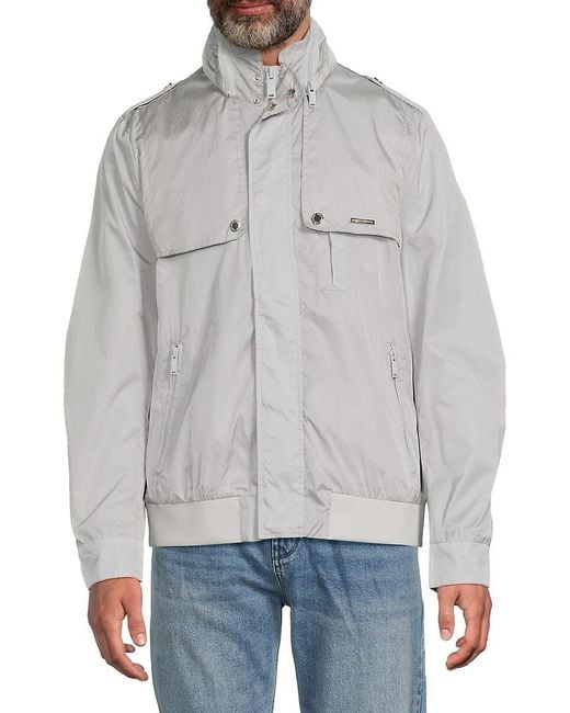 Karl Lagerfeld Men Lightweight Zip-Front Jacket _ Light Grey