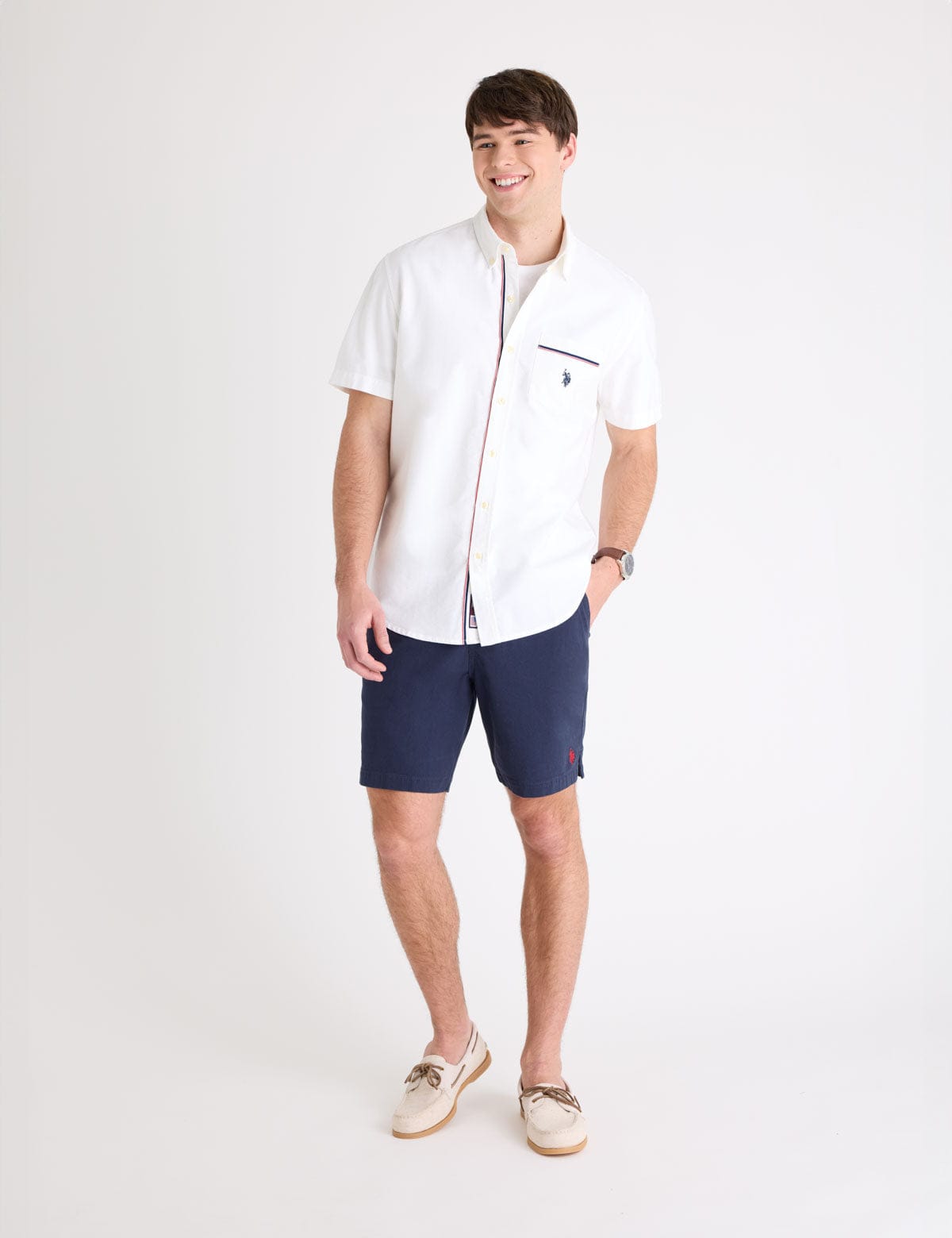u.s polo Short Sleeve Oxford  with Signature Stripes shirt