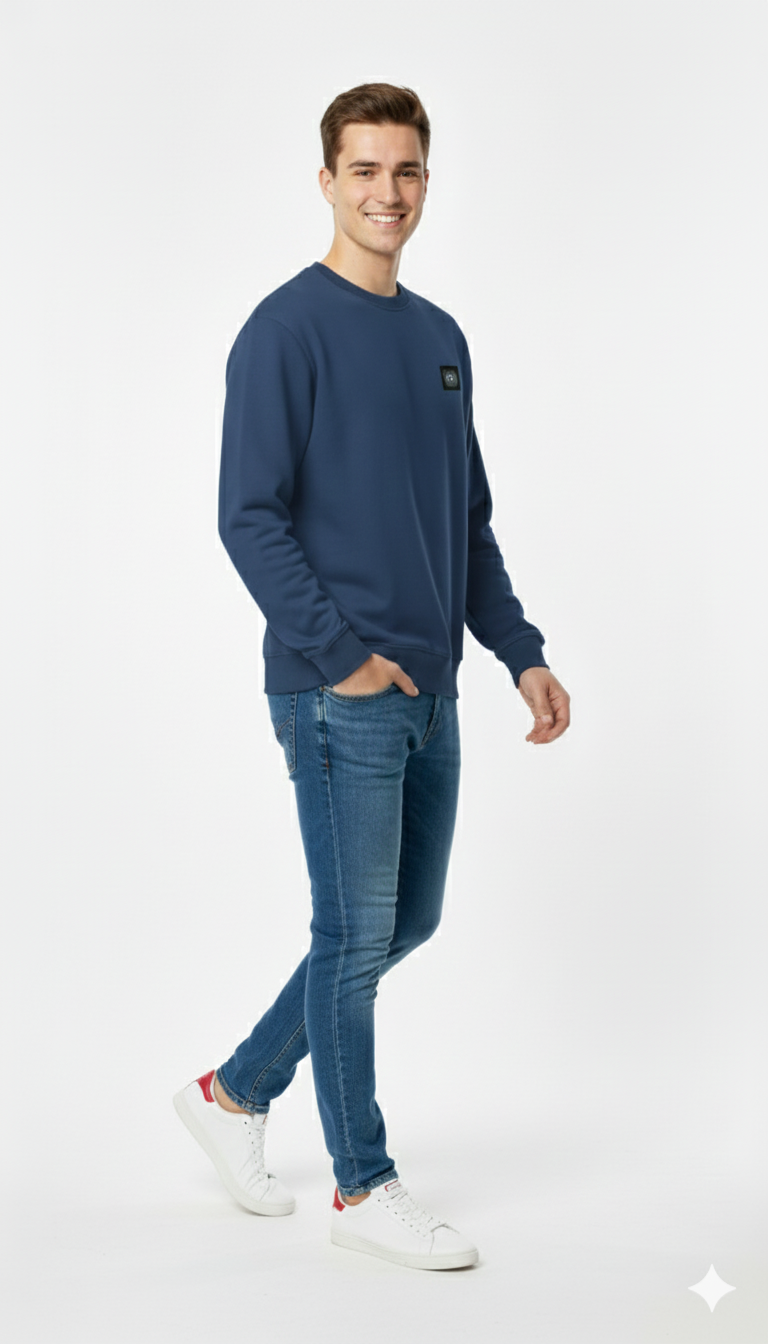 Guess Sweatshirt Logo Printed Men _ Navy