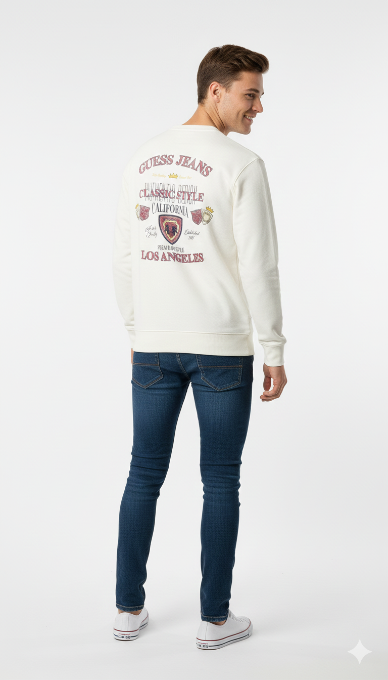 Guess Sweatshirt Logo Printed Men _ Off White