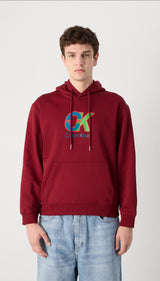 Calvin Klein Hoodie Men Logo Prited _ Burgundy