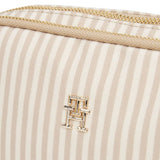 Tommy Hilfiger Poppy Summer Camera Bag in a striped design with a beige and off-white color scheme.