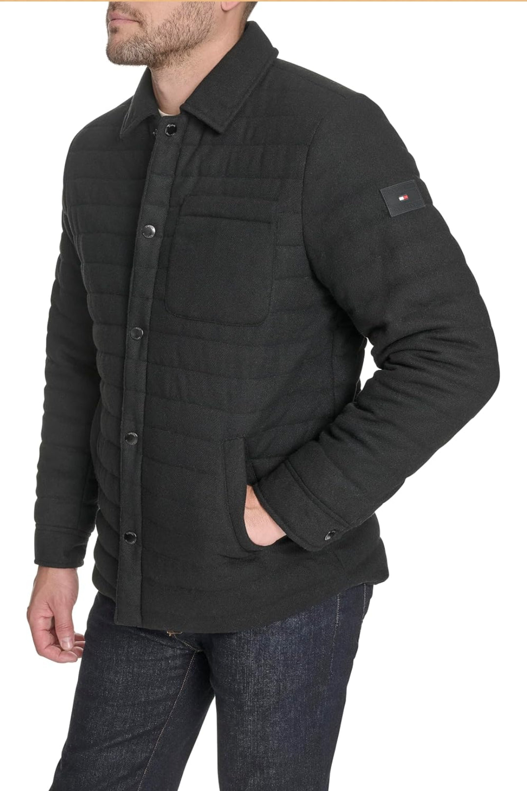 TOMMY HILFIGER Quilted Wool Blend Men jacket _ Black