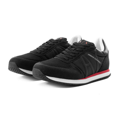 Armani Exchange Men’s Black Runner with Red-Accent Midsole
