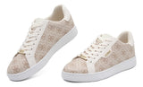 Guess Women’s Beige Monogram Lace-Up Sneakers