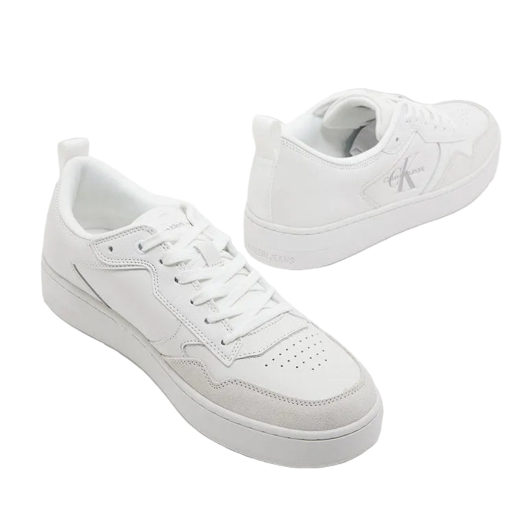 Calvin Klein Jeans Debossed-Logo Leather Trainers _ White