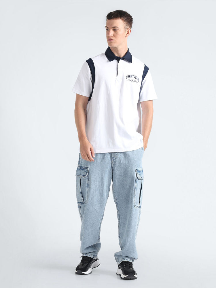 Tommy jeans White Logo Oversized Fit polo