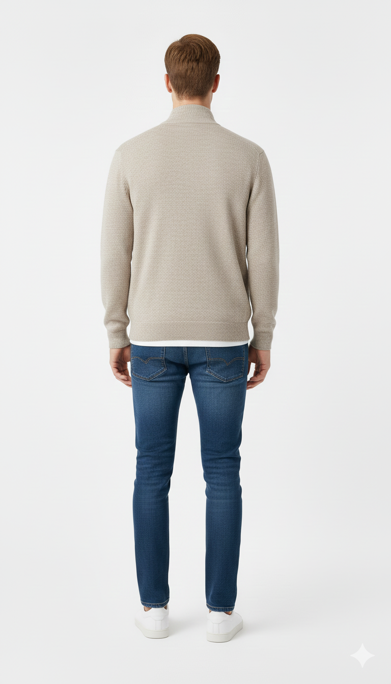 US Polo Assn Full-Zip Sweater Men _ Beige