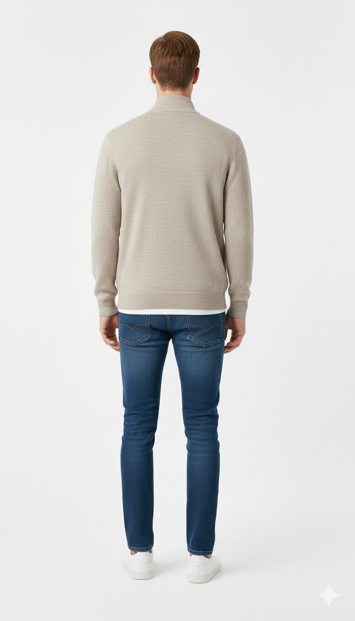 US Polo Assn Full-Zip Sweater Men _ Beige
