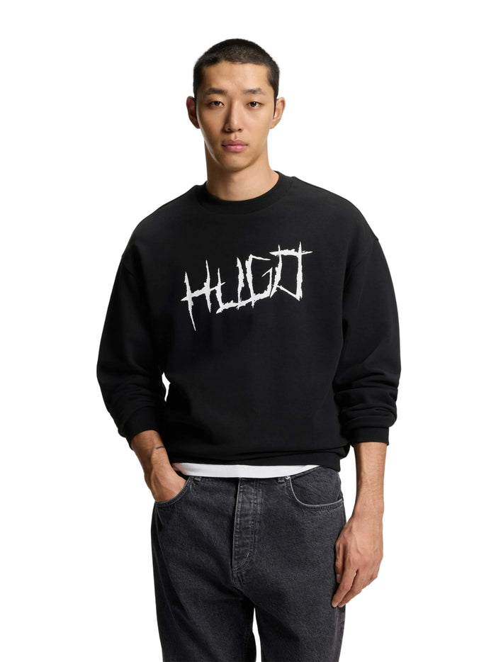 HUGO Sweatshirt Artwork Crew Neck Men _ Black