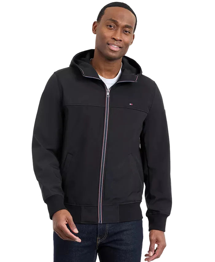 TOMMY HLFIGER Hooded Jacket, Soft, Wind- and Water-Repellent Men jacket _ Black