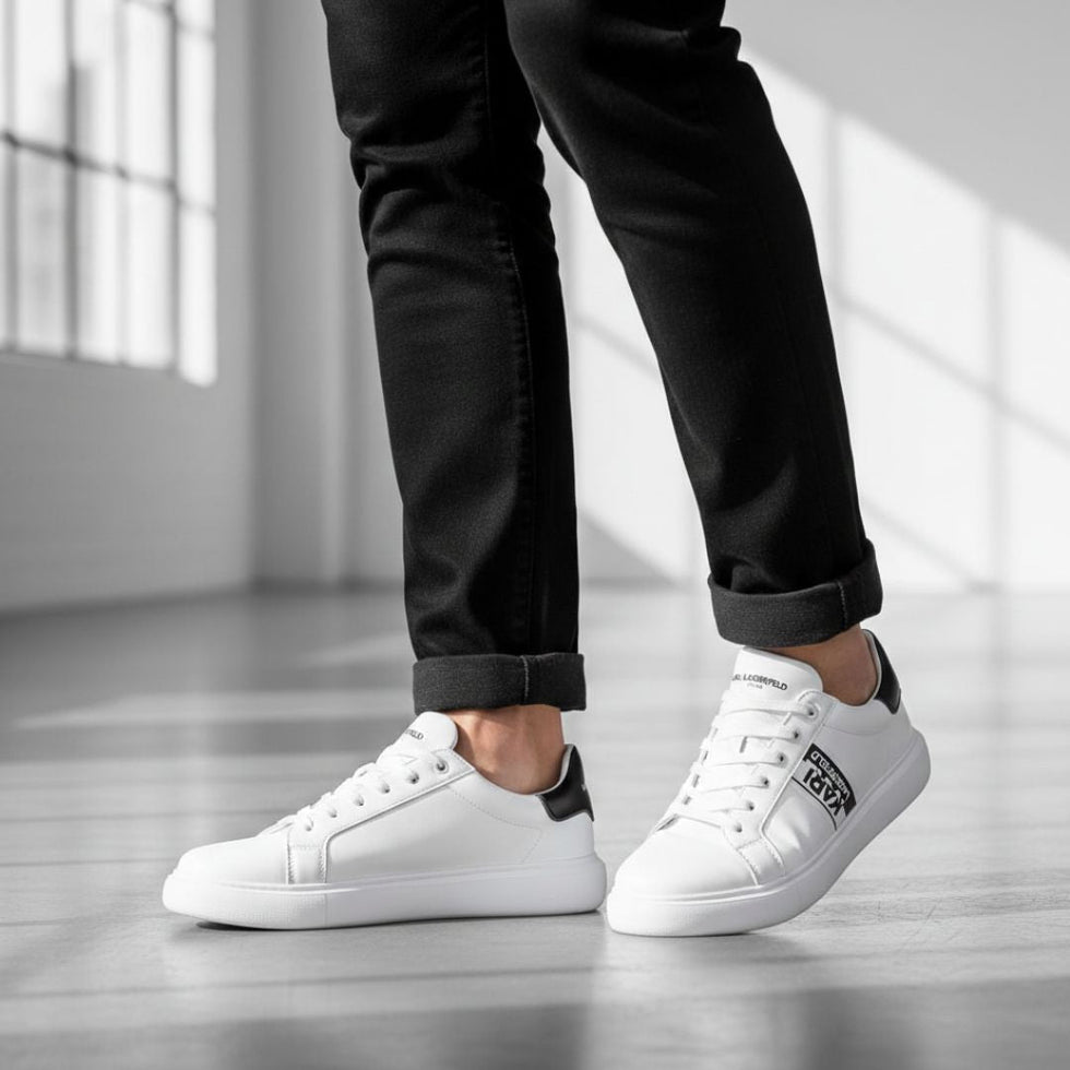 KARL LAGERFELD PARIS Logo Leather Low-Top Sneakers Men