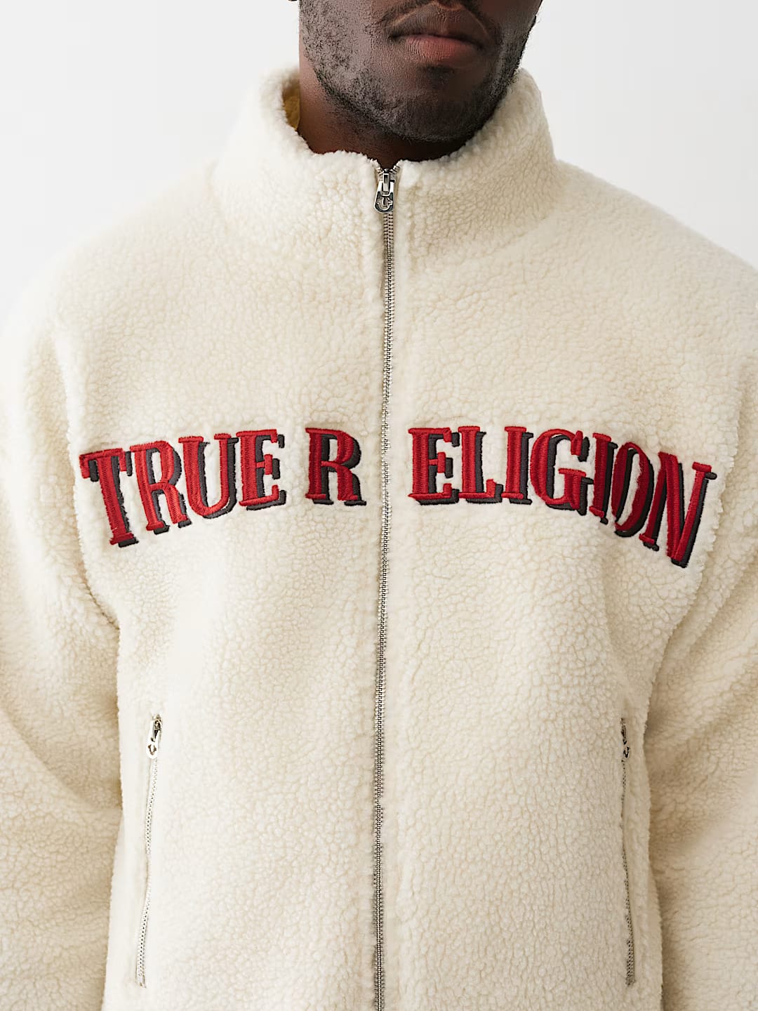 True Religion sherpa logo Men jacket _ Off White