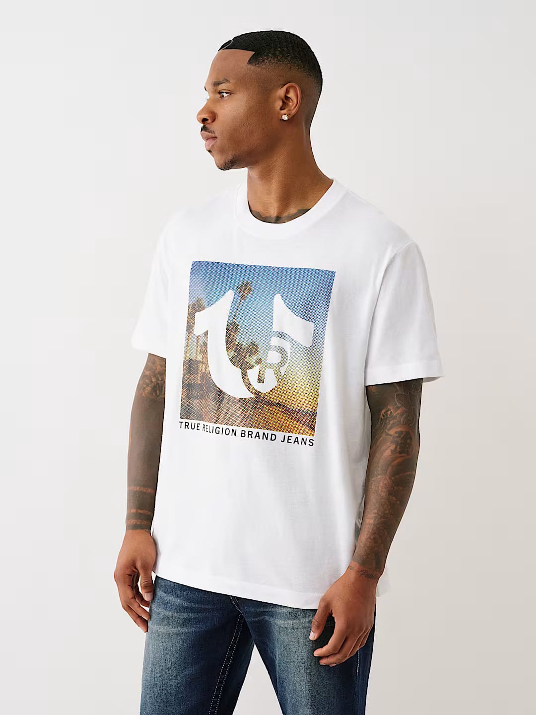 True Religion horseshoe beach tee  regular fit _ White