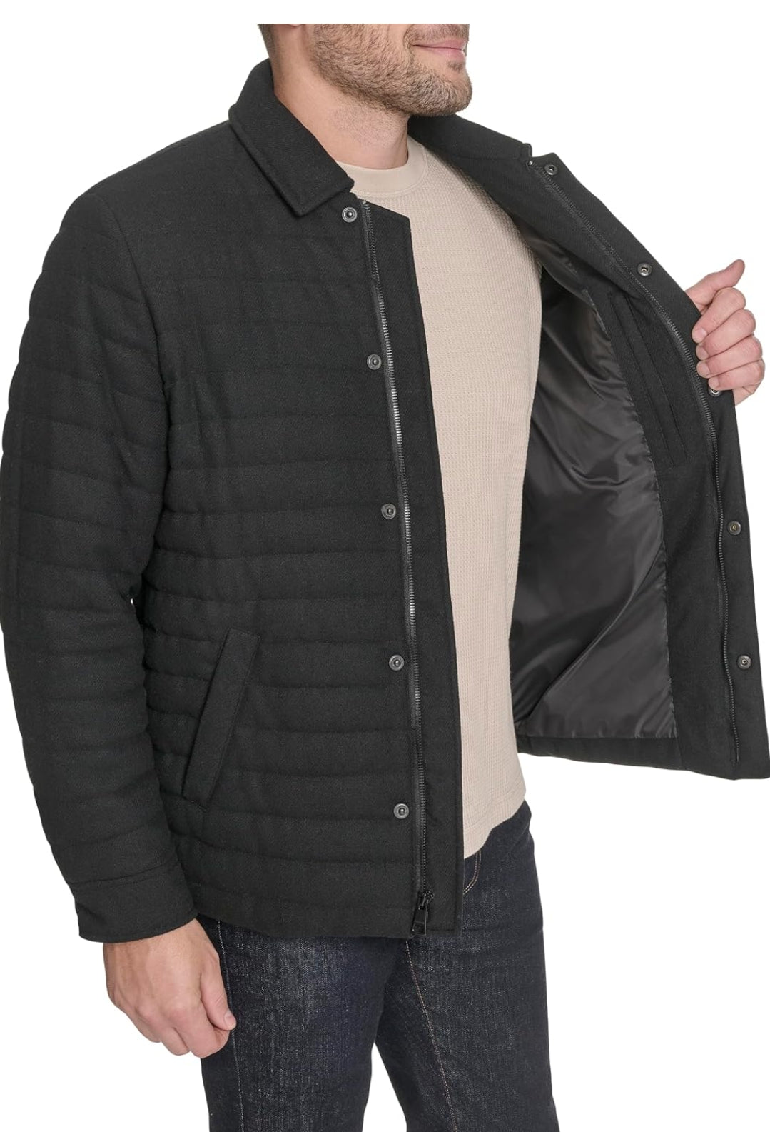 TOMMY HILFIGER Quilted Wool Blend Men jacket _ Black