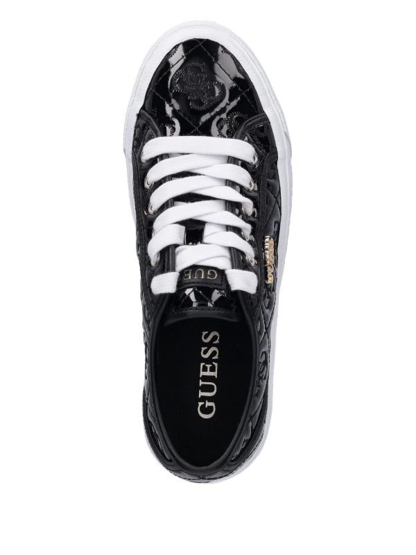GUESS Women’s Black Patent Monogram Lace-Up Sneakers