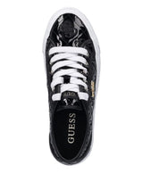 GUESS Women’s Black Patent Monogram Lace-Up Sneakers