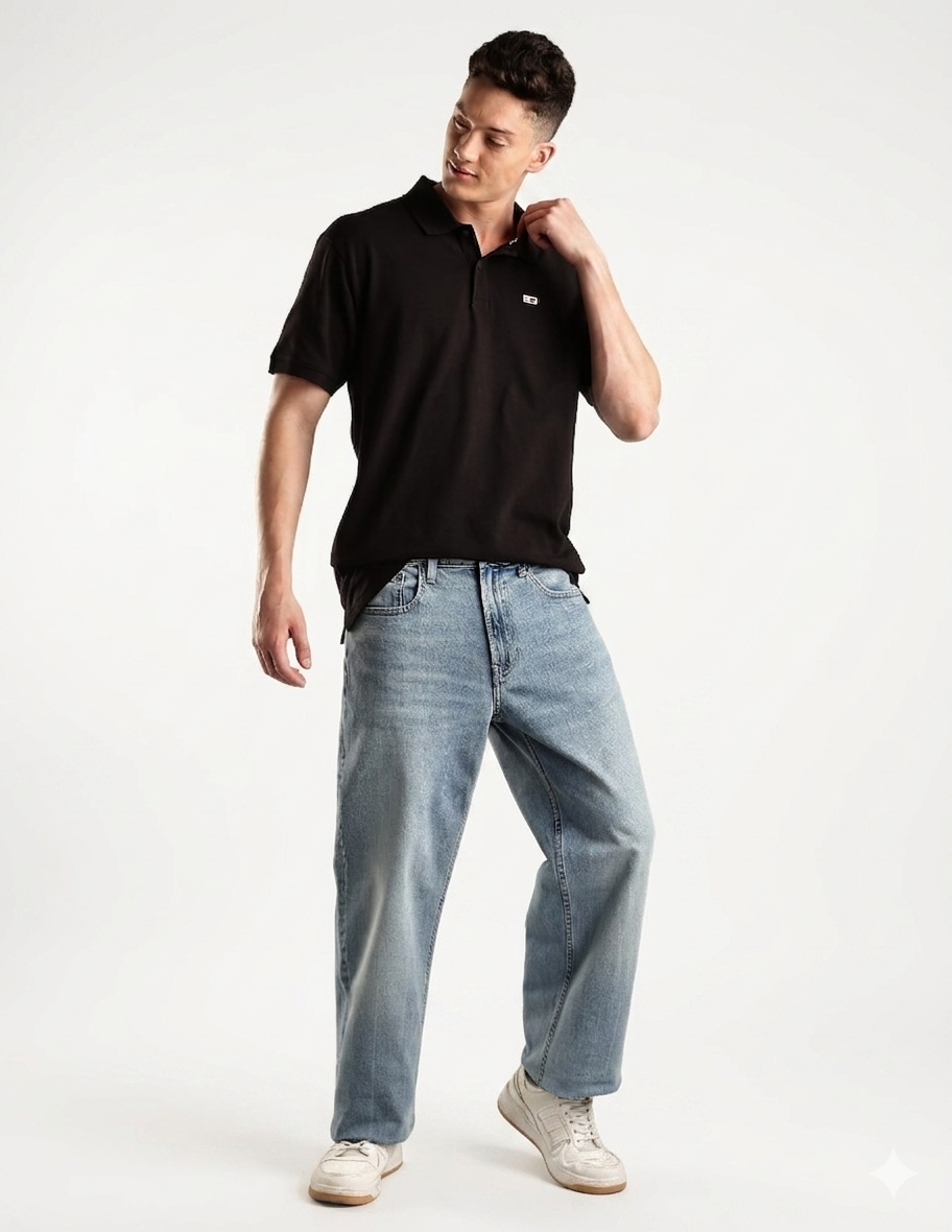 Tommy jeans embroidered logo polo T_shirt