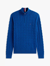 Tommy Hilfiger Men Cable Knit Half-Zip Sweater – Classic Fit_Blue