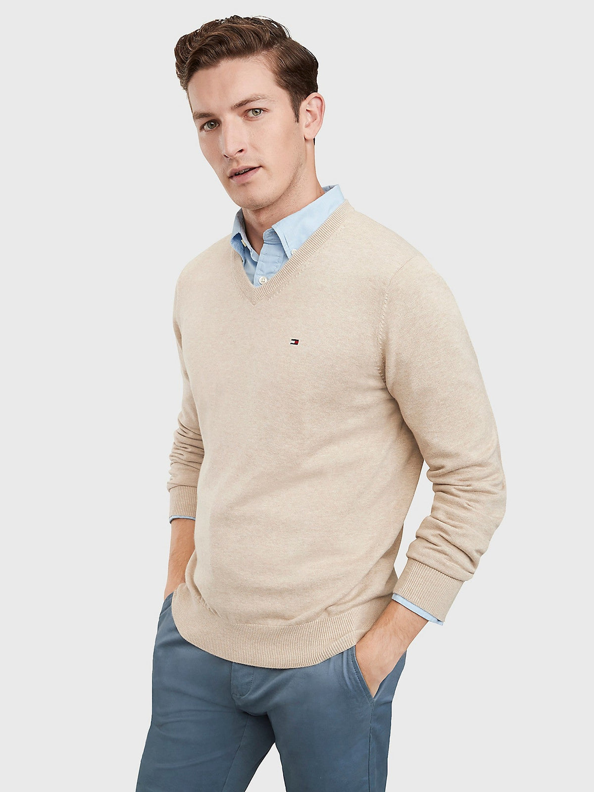 Tommy Hilfiger  V Neck jumper Men _ Beige