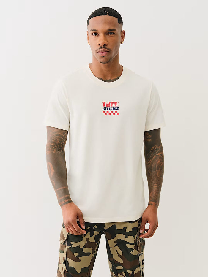 True Religion checkered buddha logo tee Men t-shirt  regular fit