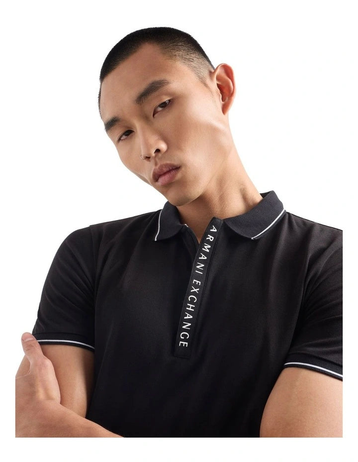 Armani Exchange polo shirt with logo and piping