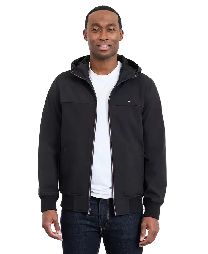 TOMMY HLFIGER Hooded Jacket, Soft, Wind- and Water-Repellent Men jacket _ Black