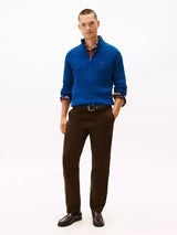 Tommy Hilfiger Men Cable Knit Half-Zip Sweater – Classic Fit_Blue