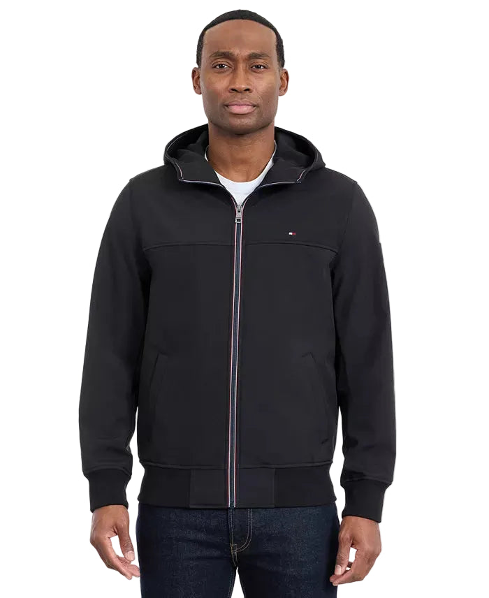 TOMMY HLFIGER Hooded Jacket, Soft, Wind- and Water-Repellent Men jacket _ Black
