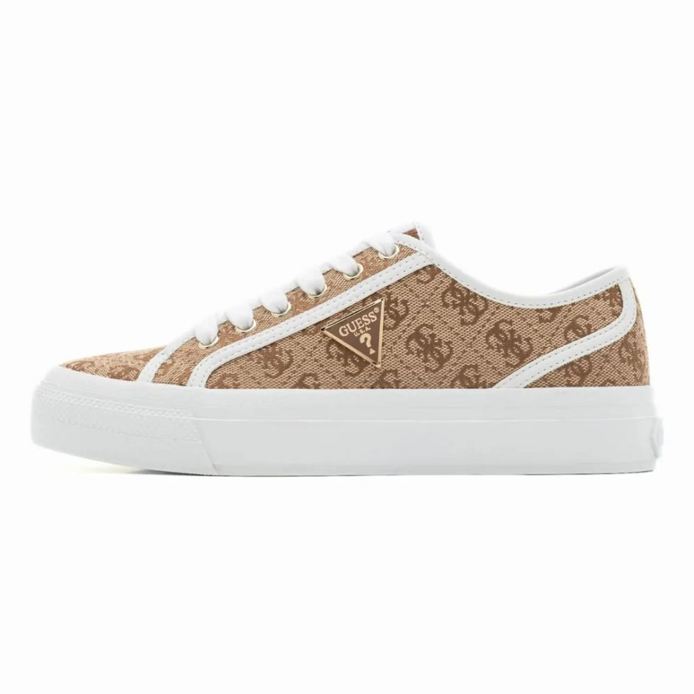 Guess Women’s Beige Monogram Canvas Sneakers