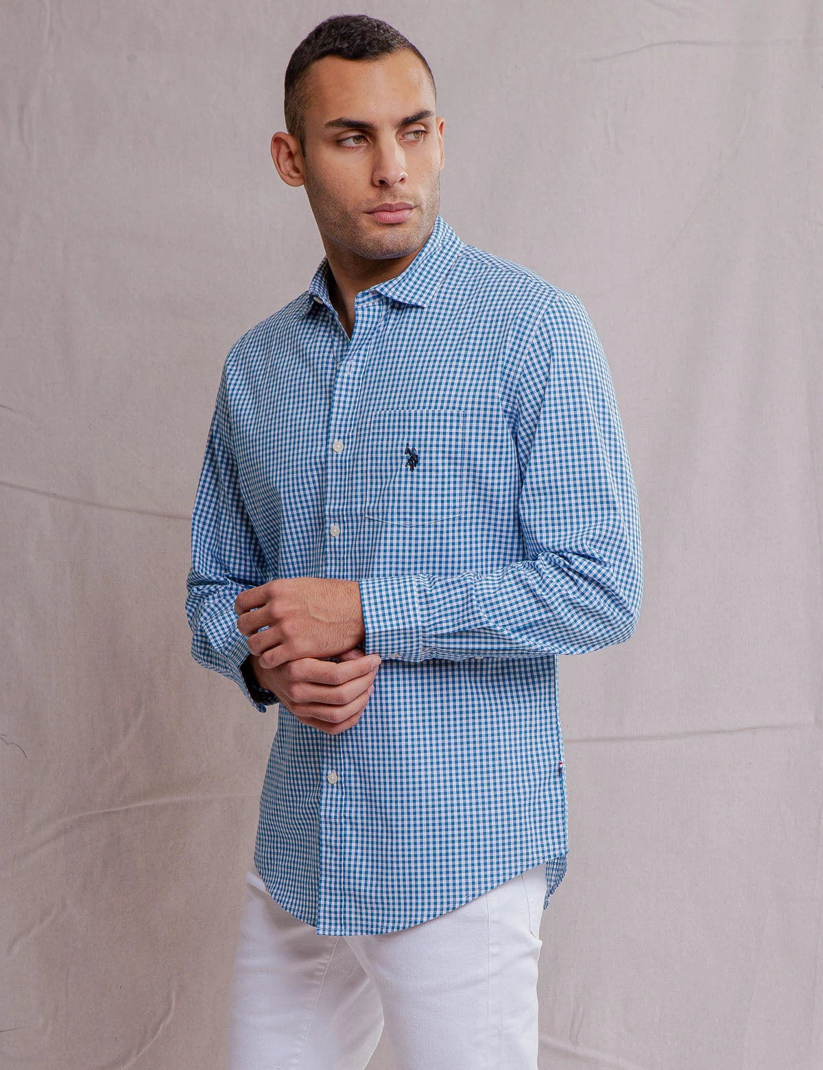 U.S polo GINGHAM POPLIN  shirt