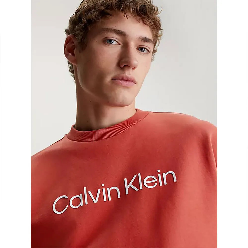 Calvin Klein Sweatshirt Logo Printed Men _ Orange