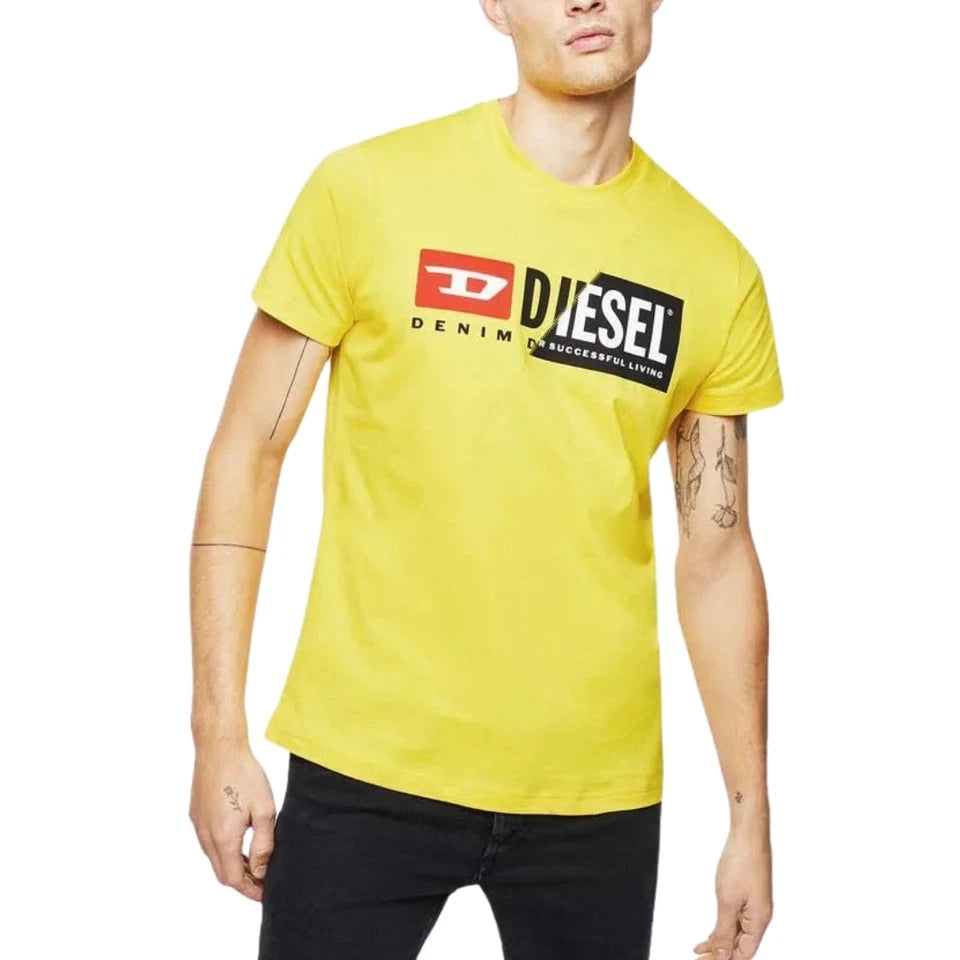 Diesel Denim Division Split Logo Yellow T-Shirt