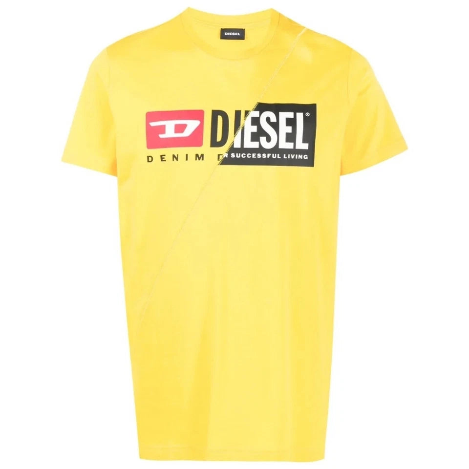 Diesel Denim Division Split Logo Yellow T-Shirt